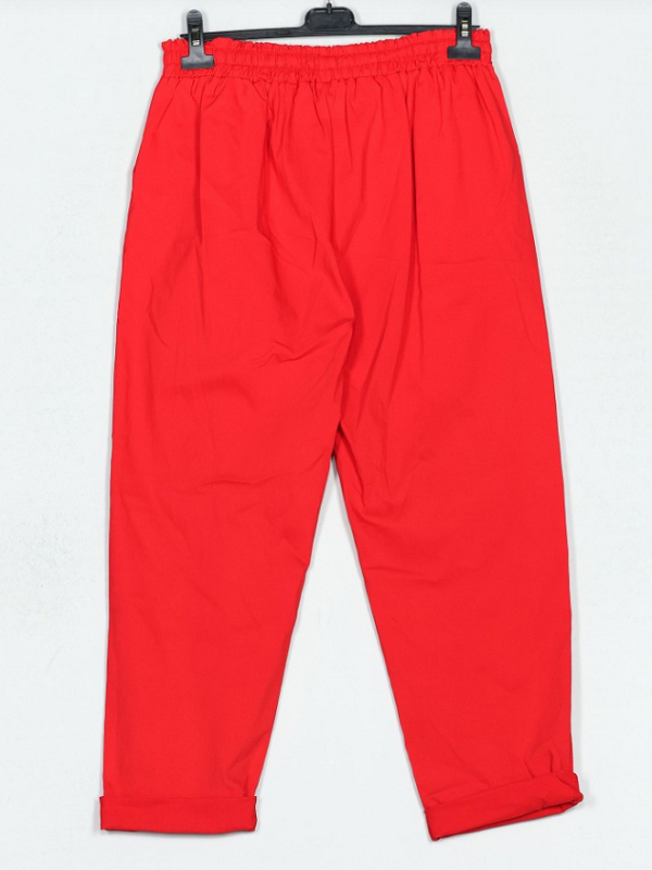 Pantalón Rojo Talla Grande - Elástico, Tiro Alto, Hecho en Italia