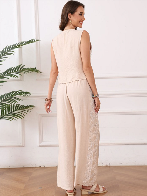 Conjunto Chaleco Bordado Lentejuelas + Pantalón