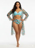 Bikini estampado + Túnica VERDE AGUA