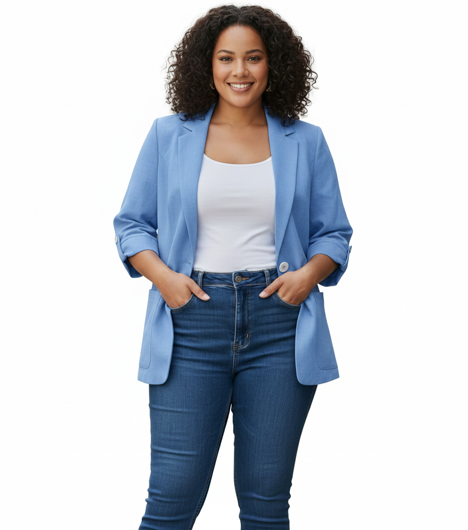 Blazer Símil Vaquero 3XL–4XL — El Casual que Te Hace Brillar
