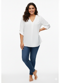 Blusa Blanca Fluida de Media Manga