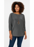 Blusa Metalizada Gris Antracita — Comodidad con Toque de Glamour