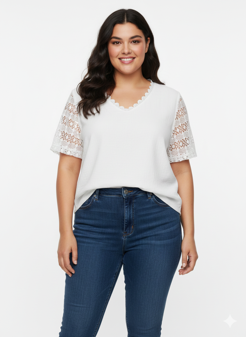 Blusa Blanca con Encaje — Femenina, fresca y ligera para cada día