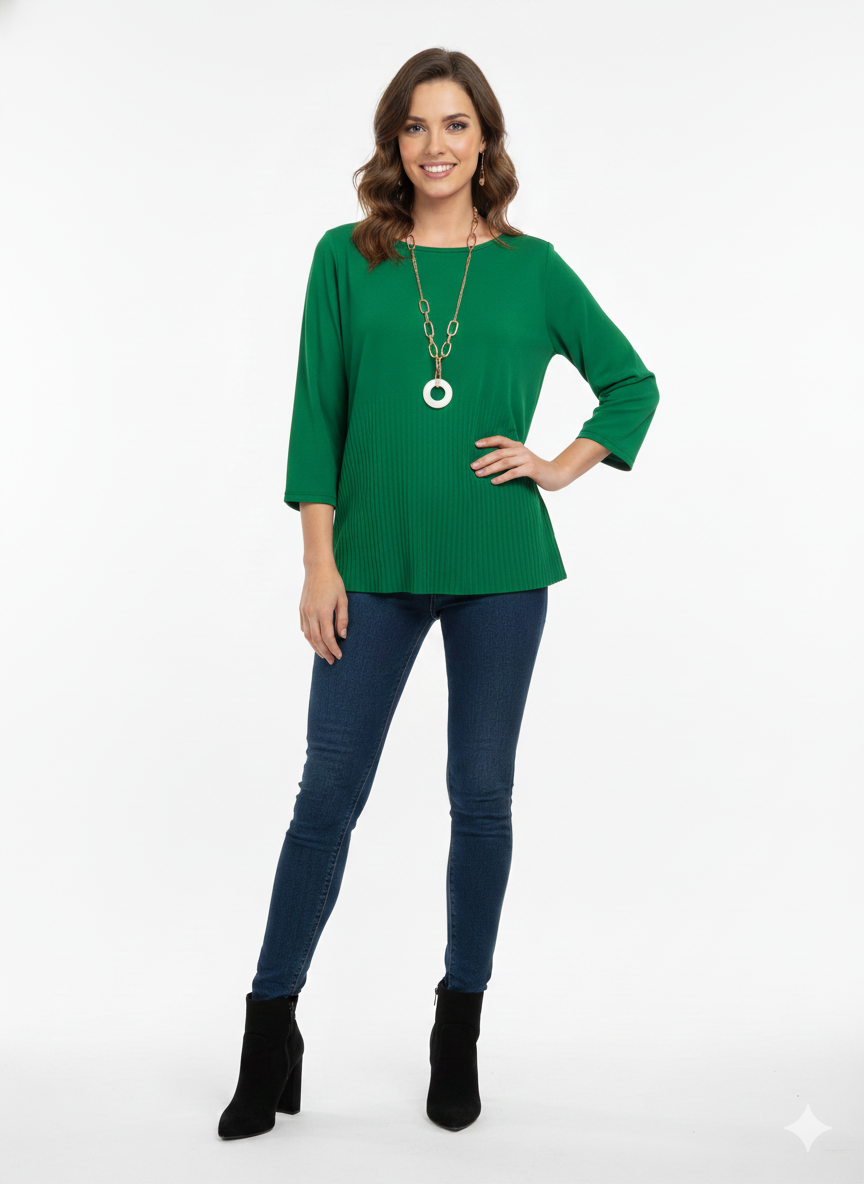 Blusa de Punto Plisado Verde Esperanza — Sofisticada, Cómoda y Llena de Energía
