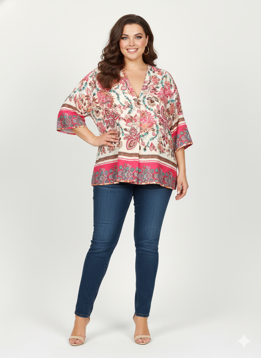 Blusa estampada Cachemir Fucsia