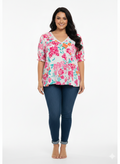 Blusa estampada rosa con encaje