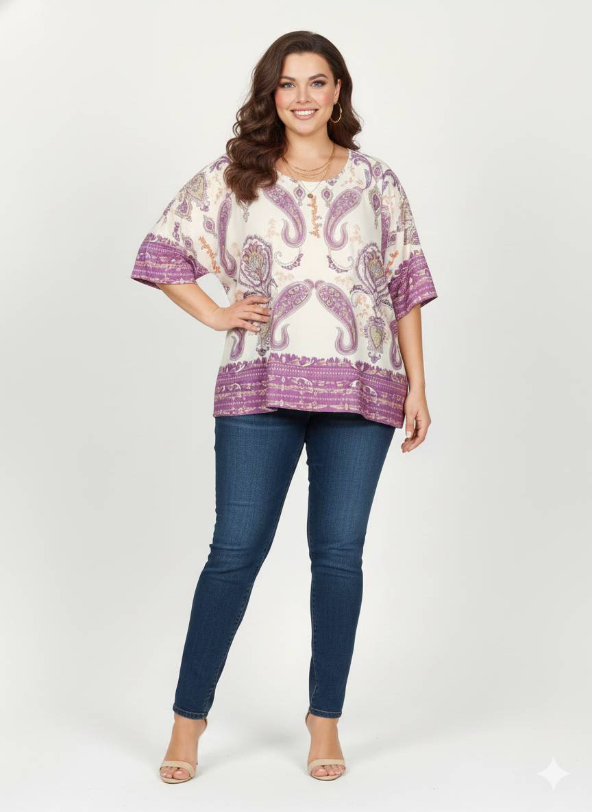 Blusa fluida estampado cachemir MALVA
