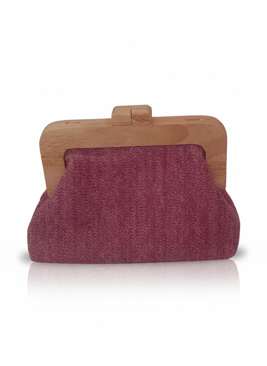 Bolso Malva con cierre de Madera