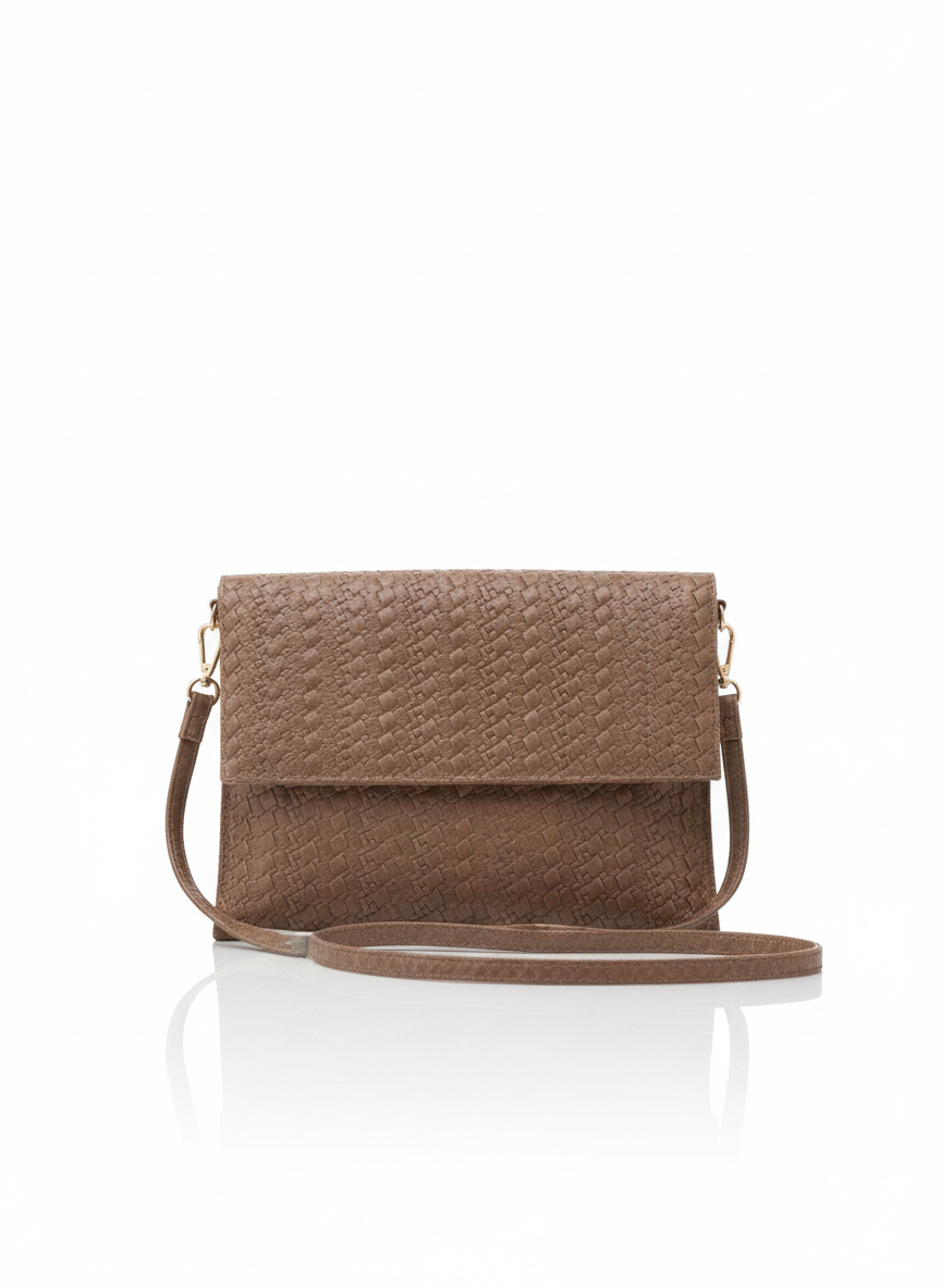 Bolso de Piel Marrón Trenzado