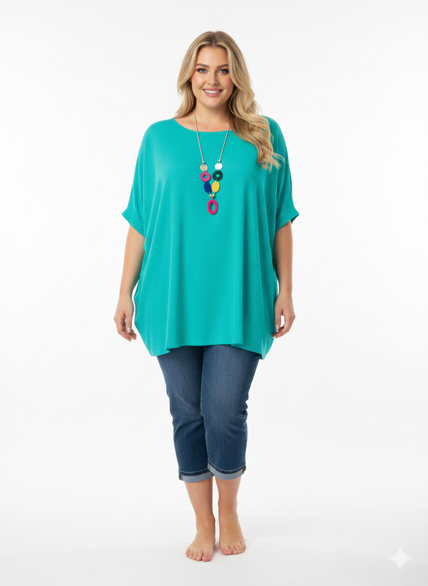Camiseta Oversize Turquesa — Comodidad con Personalidad + Collar de Regalo