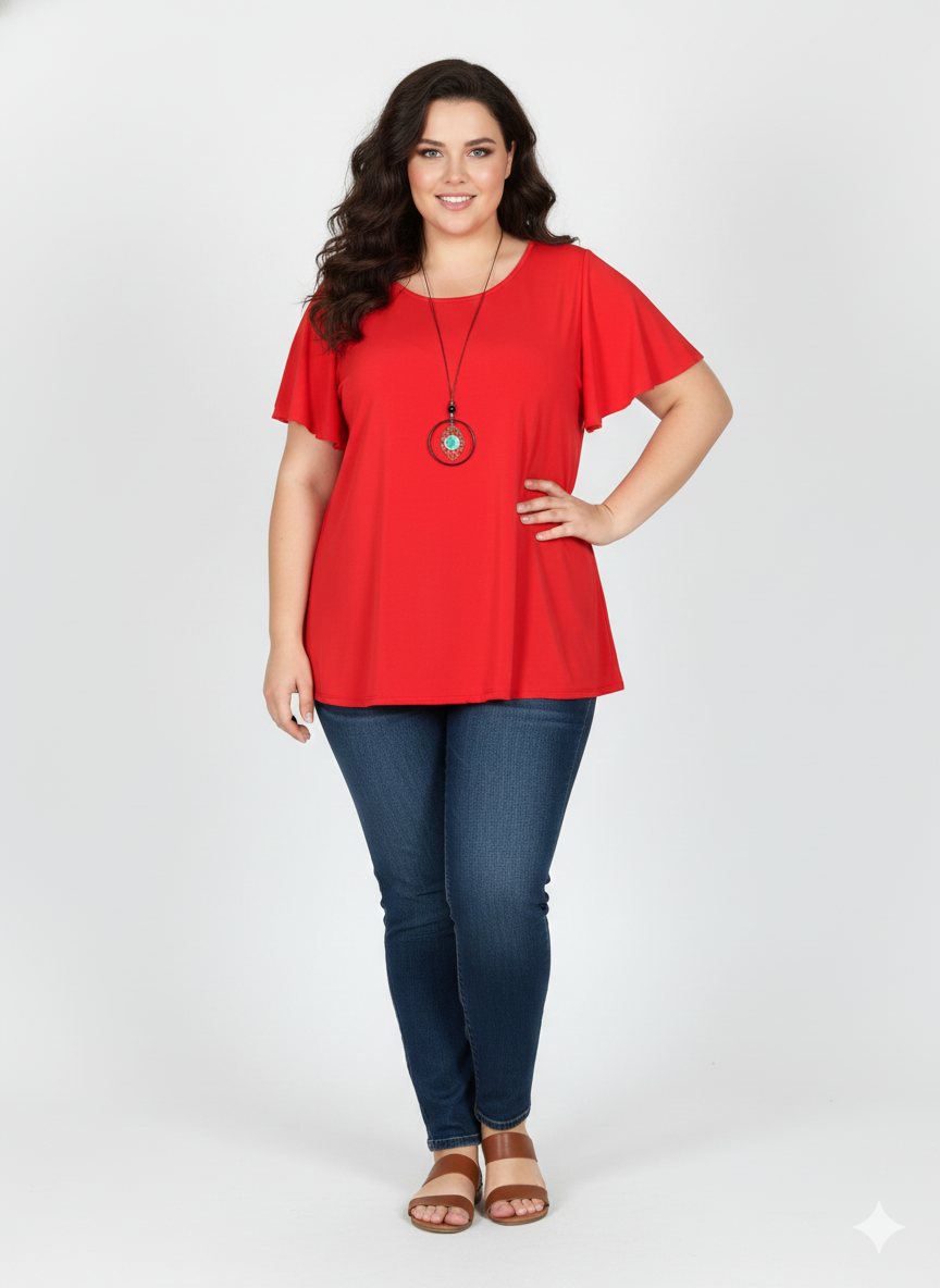 Camiseta fluida roja - Talla grande