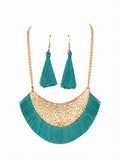Conjunto Gargantilla y Pendientes Turquesa y Dorado