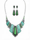 Conjunto Gargantilla y Pendientes Verde Art Déco
