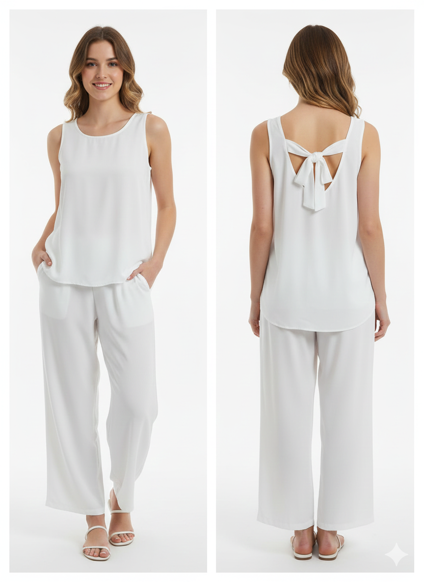 Conjunto de Traje Blusa + Pantalón Blanco