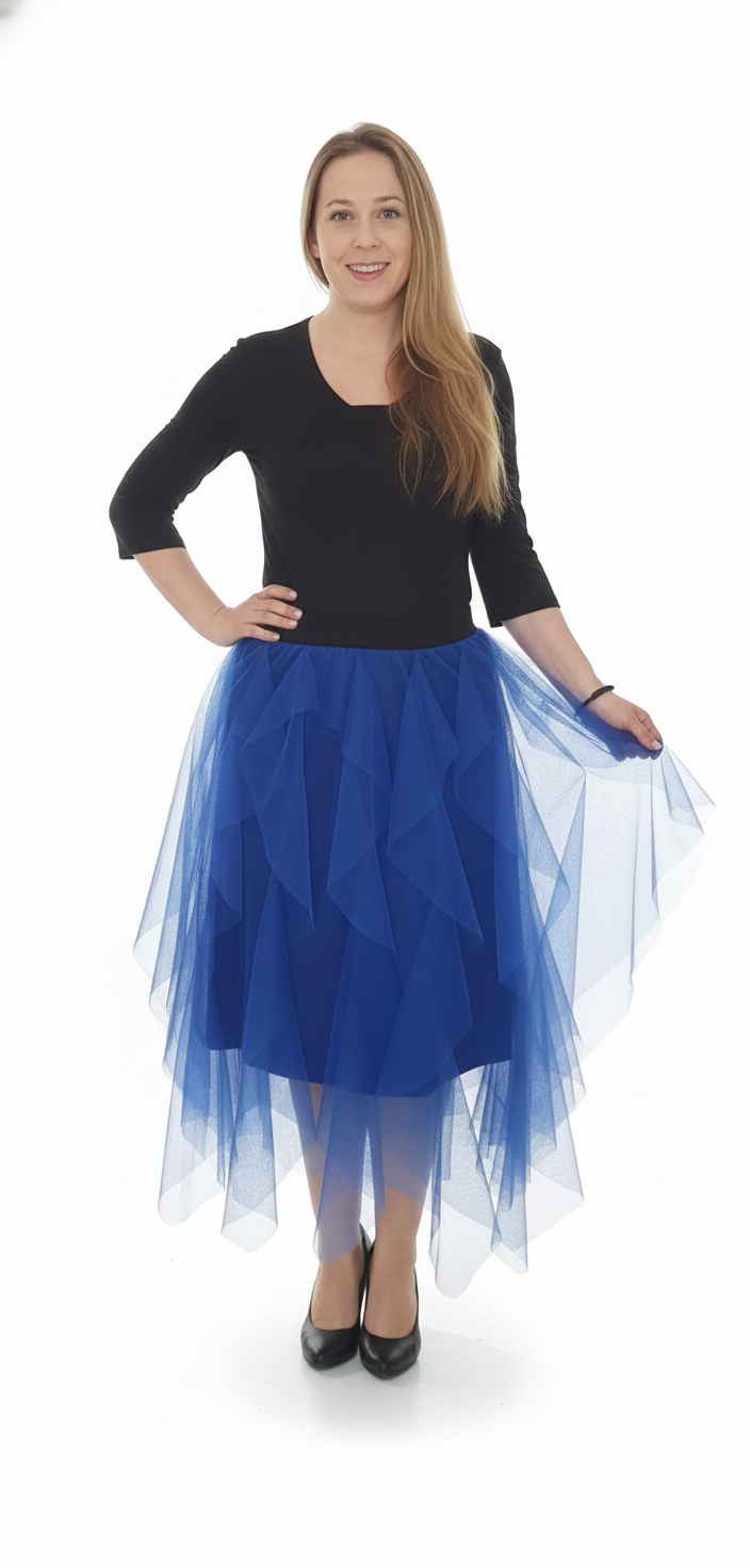 Falda de tul AZUL ELÉCTRICO con volantes