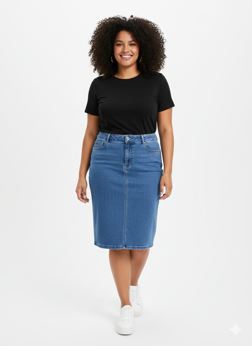 Falda Vaquera Midi — Clásica, Favorecedora y Siempre en Tendencia