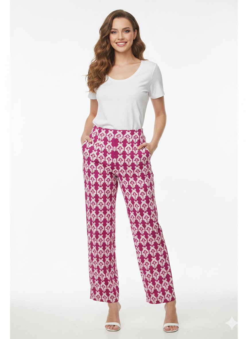 Pantalón Fluido Estampado Buganvilla - Elegante y Favorecedor