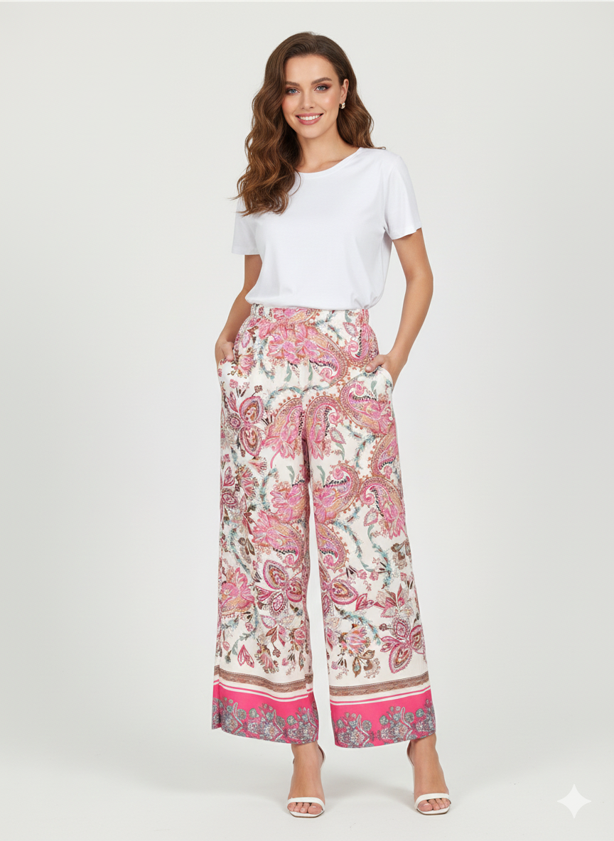 Pantalón Palazzo Cachemir Fucsia