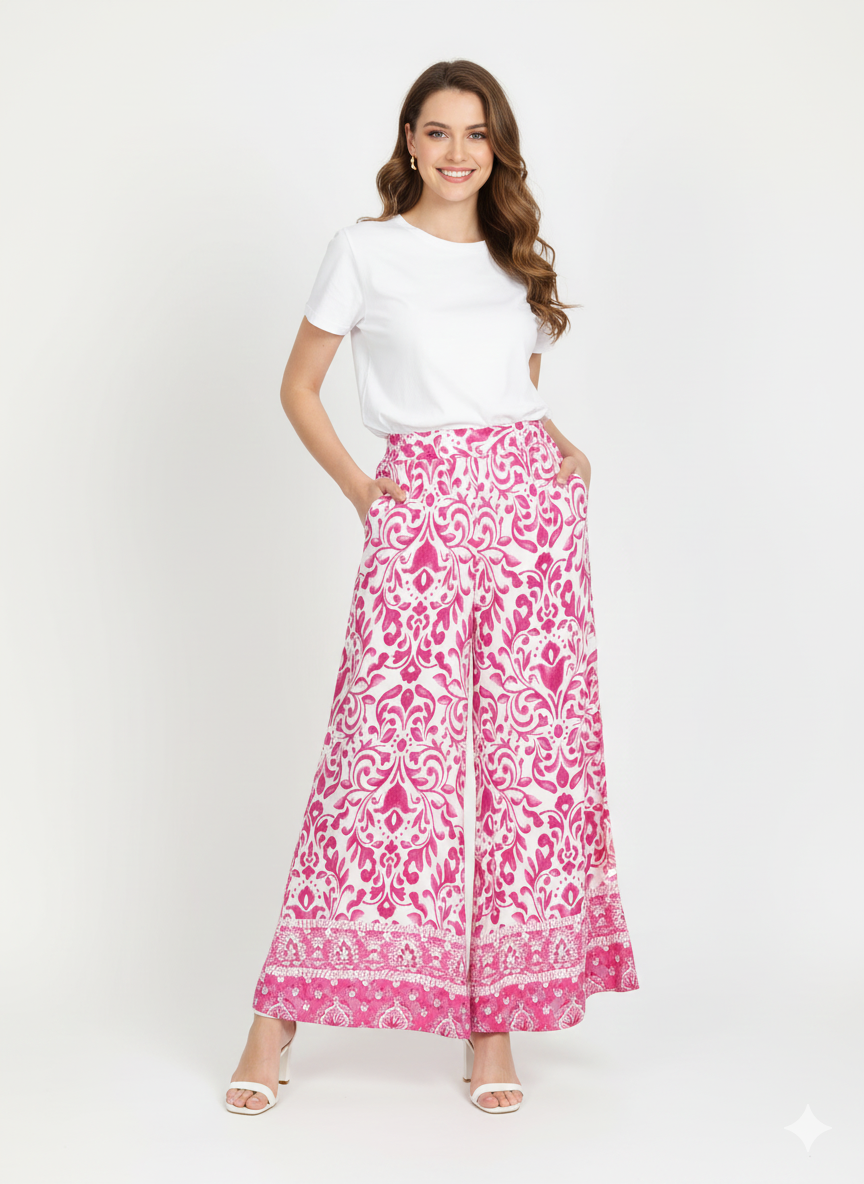 Pantalón Palazzo estampado Buganvilla