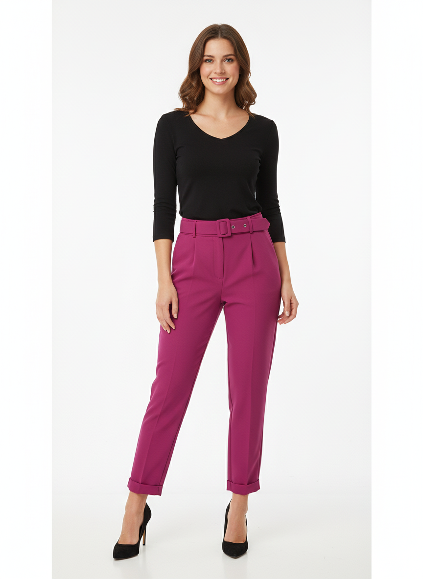 Pantalón de mujer buganvilla con cinturón