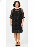 Vestido Negro con Transparencias y Brillos