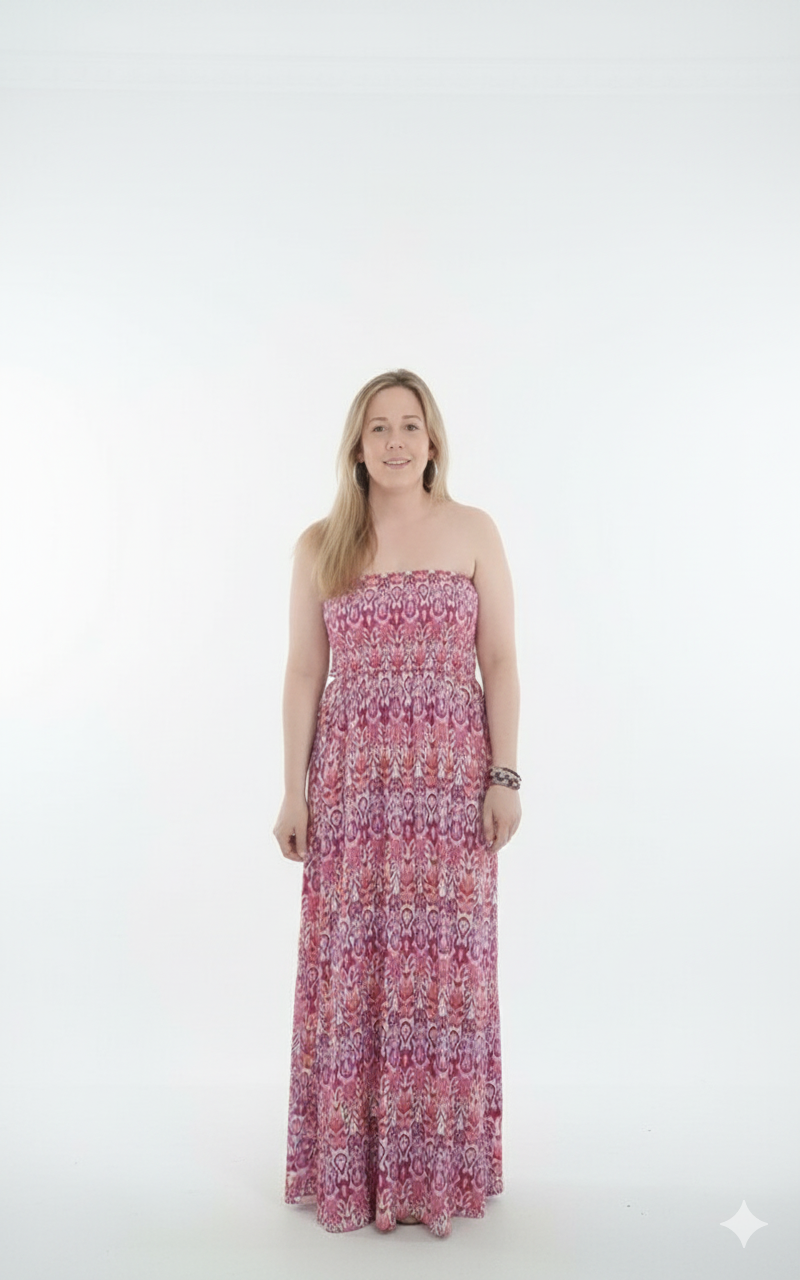 Vestido bohemio palabra de honor estampado