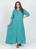 Vestido largo camisero Turquesa - Talla Grande