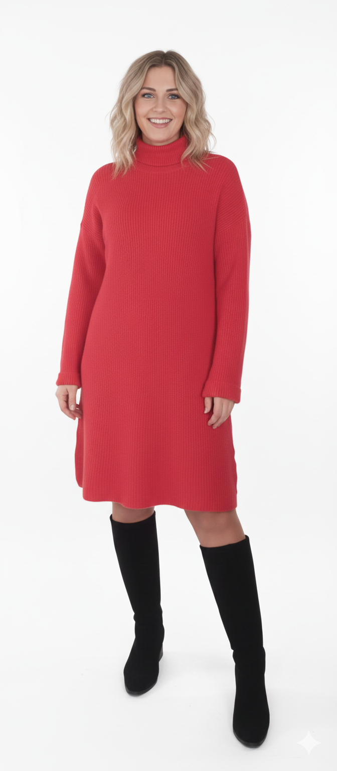 Vestido cuello alto fucsia