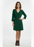 Vestido de Punto con Cinturón – Verde Esmeralda