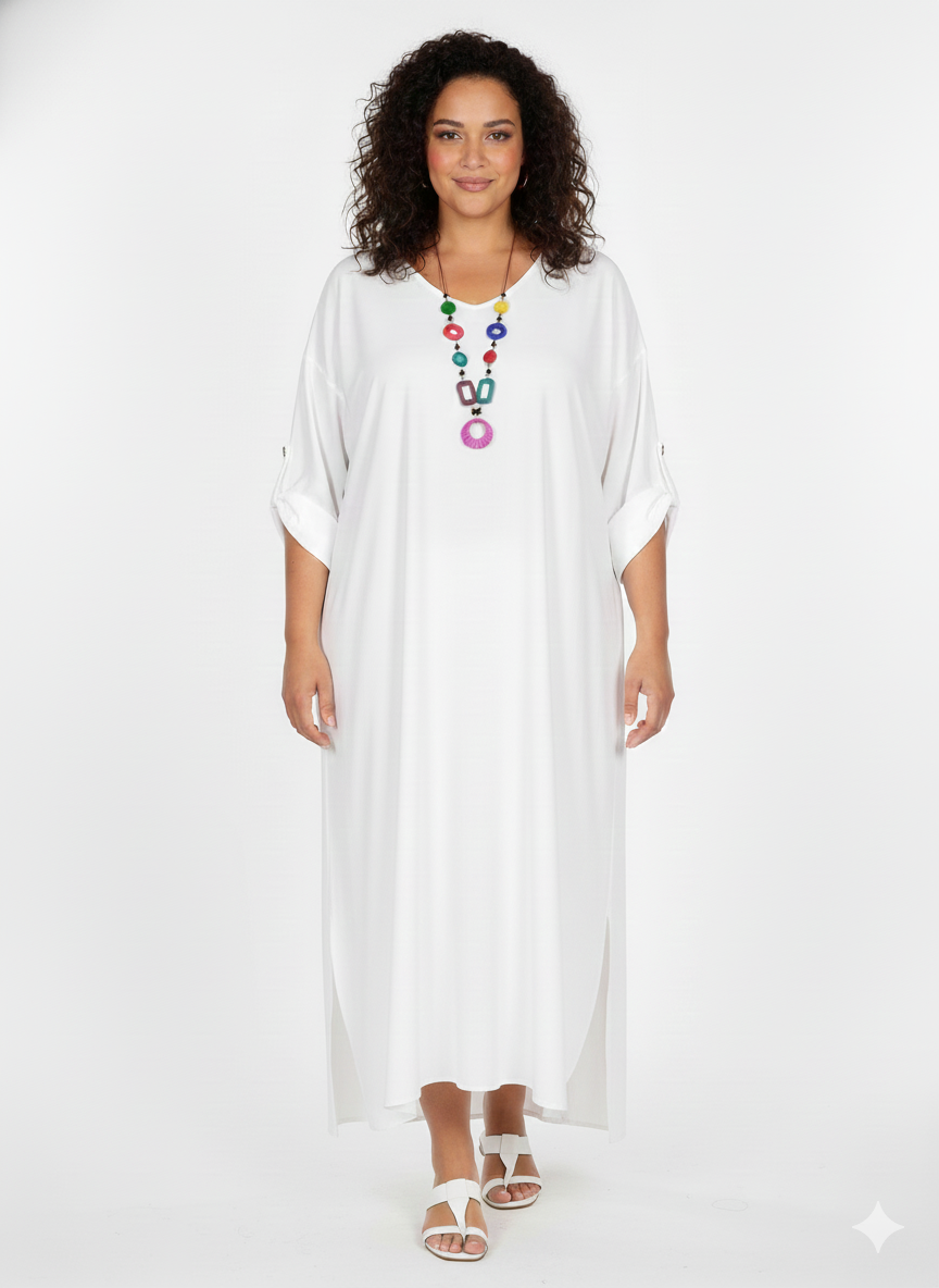 Vestido Talla Grande color BLANCO + Collar