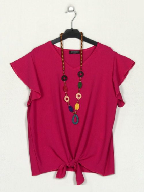 Blusa amplia nudo Magenta + collar