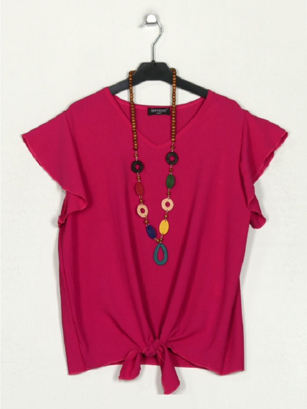 Blusa amplia nudo Magenta + collar