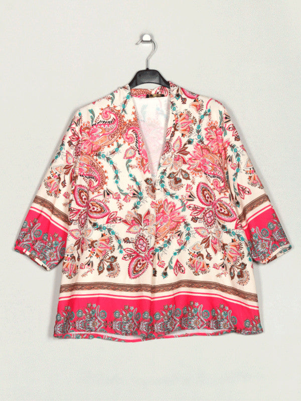 Blusa estampada Cachemir Fucsia de Primavera