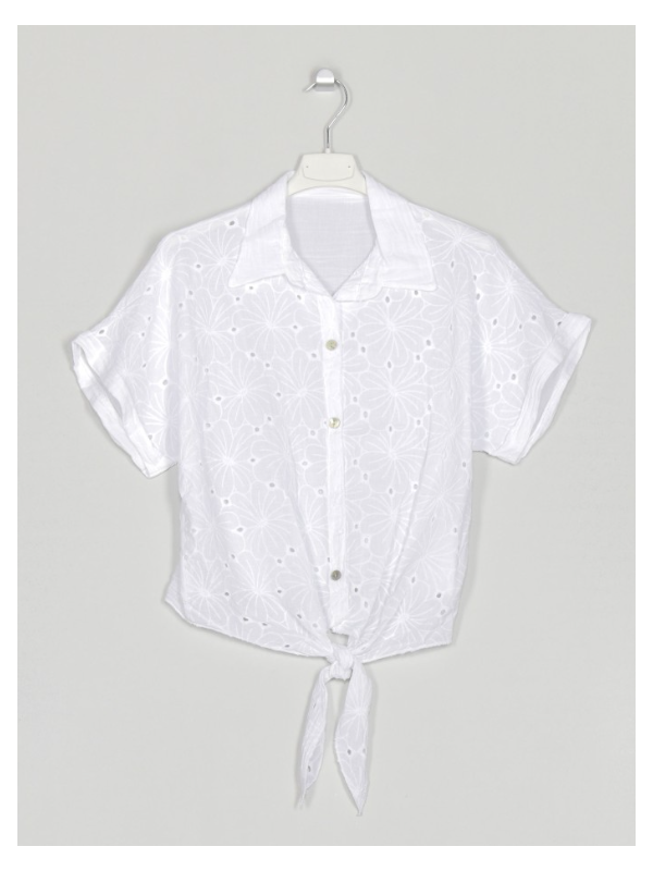 Camisa calada nudo - BLANCA