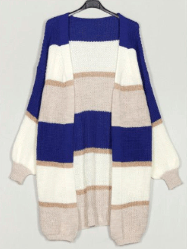 Cárdigan franjas metalizadas azulón
