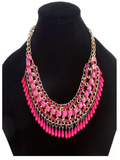 Gargantilla Statemet Fucsia y Dorado