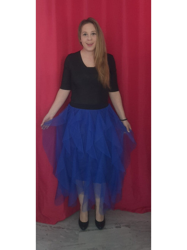 Falda de tul AZUL ELÉCTRICO con volantes
