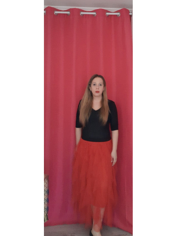 Falda de tul ROJA con volantes