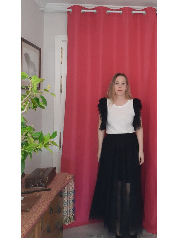 Falda lisa de tul color NEGRO