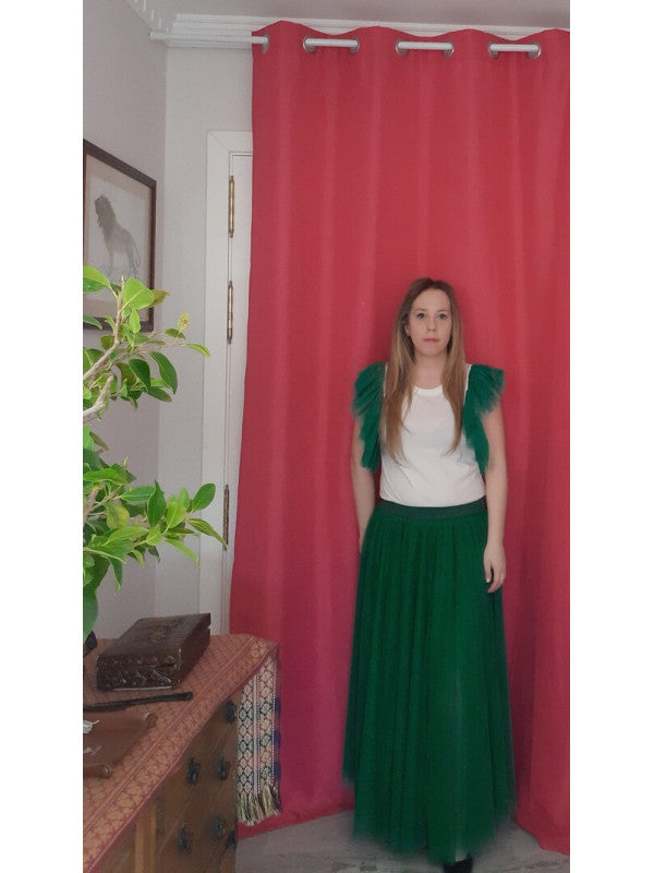 Falda lisa de tul color VERDE