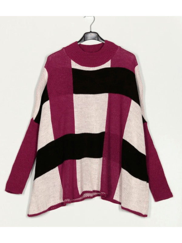 Jersey maxi cuadros buganvilla