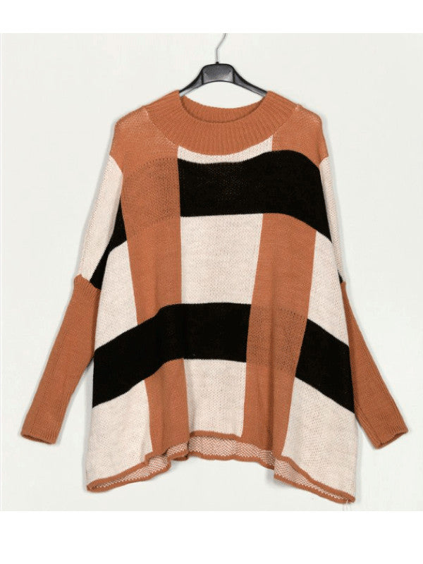 Jersey maxi cuadros camel