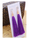 Pendiente flecos largo morado