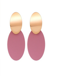 Pendientes Ovalados Rosa y Dorado