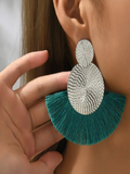 Pendientes de Flecos Verde y Plateado
