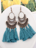 Pendientes Bohemios con Flecos en Tonos Azules