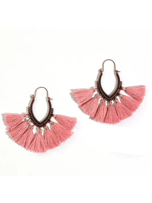 Pendientes Boho Flecos Rosa Palo