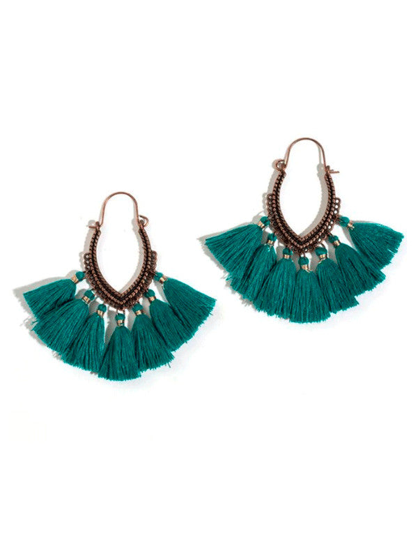 Pendientes Boho flecos VERDE