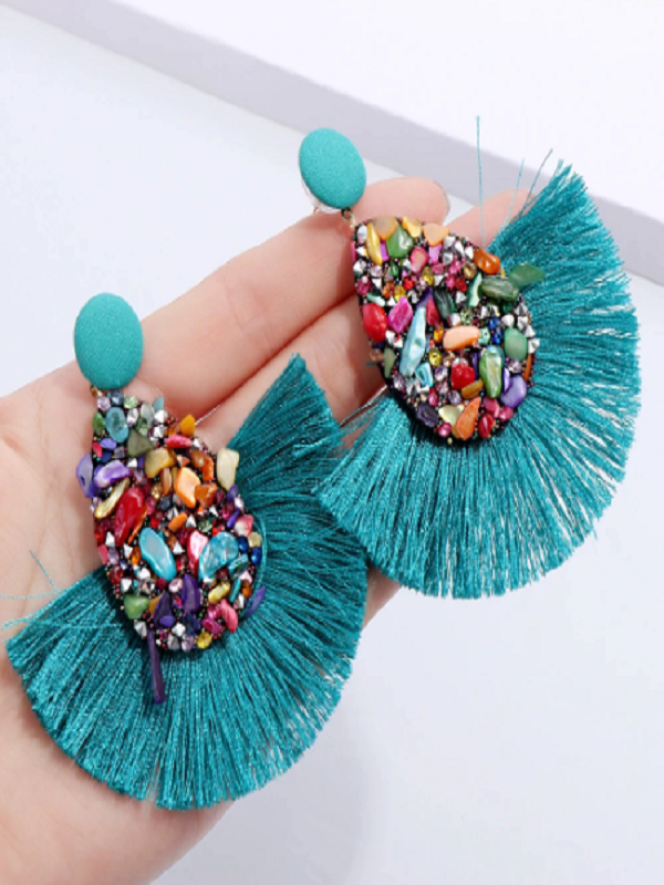 Pendientes Flecos, Purpurina y Cristal