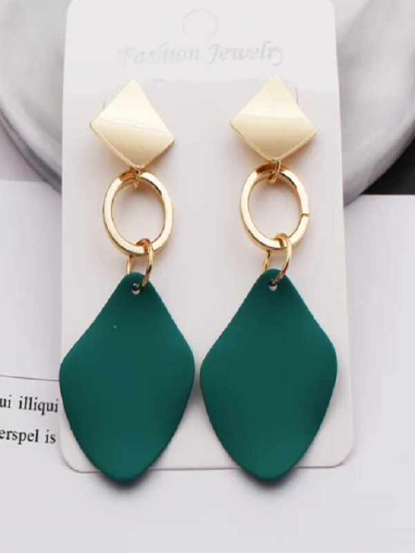 Pendientes Lágrima Verde Esmeralda y Dorado
